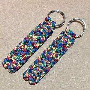 Paracord Keyring, Autism Awareness Bright Multi-Colored, Set of 2